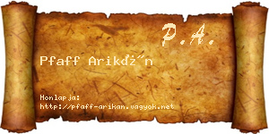 Pfaff Arikán névjegykártya